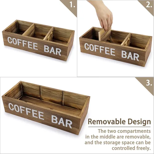 Miniatura 3 de ELLDOO Caja de almacenamiento para cápsulas de café con rejillas extraíbles, organizador de estación de café para taza K, accesorios de café