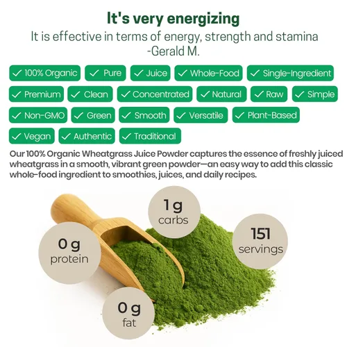 Miniatura 5 de Z Natural Foods Polvo de jugo de pasto de trigo orgánico, polvo superalimento para un envejecimiento saludable y digestión, ideal para jugos, yogur