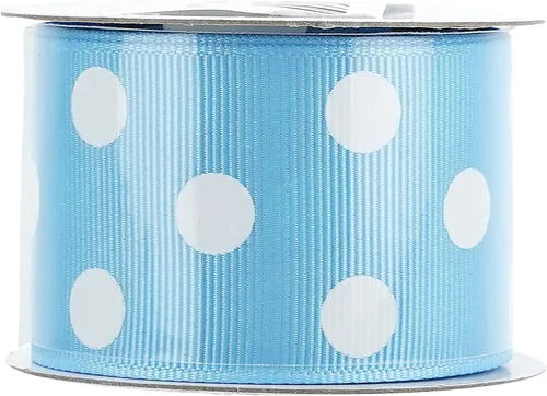 Miniatura 9 de MEEDEE Cinta de grogrén de lunares azul claro y blanco para envolver regalos, 1-1/2 pulgadas x 6 yardas, cinta de bebé para manualidades, regalos