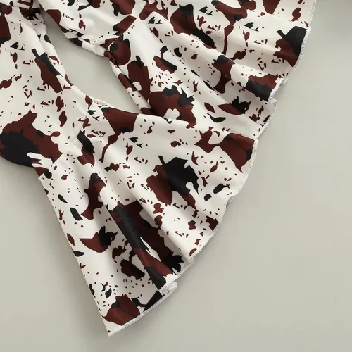 Miniatura 35 de Kaipiclos Ropa occidental para bebé niña, con lindo estampado con volantes, manga larga, pantalones para otoño e invierno, trajes de vaquera