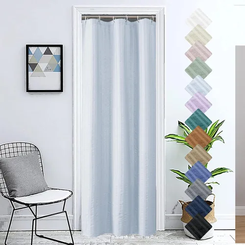 Miniatura 21 de Aiyufeng Moga - Cortina de ducha verde salvia, cortinas de ducha texturizadas en relieve 3D para baño, cortina de baño de tela de poliéster de lujo