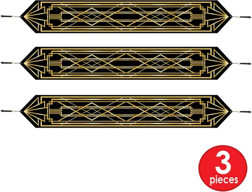 Miniatura 3 de Beistle 59907 - Camino de mesa de 3 piezas impreso Great 20, negro/dorado, 11 pulgadas x 6 pies