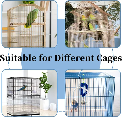 Miniatura 6 de Daoeny Cubierta Grande para Jaula de Pájaros, Protector de Semillas para Jaula de Pájaros, Faldón de Malla de Nylon Ajustable y Suave, Cubierta
