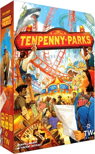 Tenpenny Parks Juego de mesa | Construye el mejor parque temático | Hermoso parque de atracciones estrategia colocación de trabajadores juego de