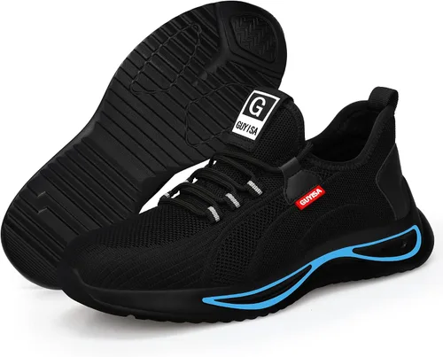 Miniatura 7 de GLANOUDUN Steel Toe Shoes for Men Women,Lightweight Comfortable Safety Shoes for Men Steel Toe Wide,Indestructible Working Shoes for Men Black