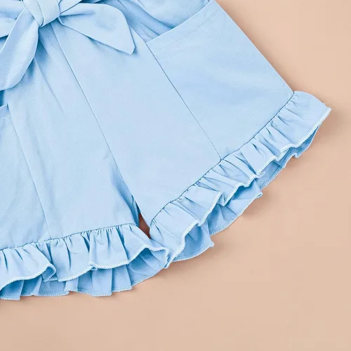 Miniatura 8 de Ropa para niña pequeña, con correa ajustable, sin mangas, de una pieza, con volantes, para verano, con bolsillo, de 6 meses a 5T