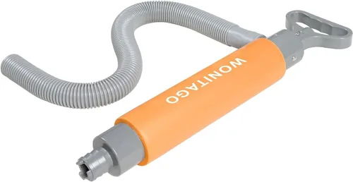 Miniatura 10 de Bomba de sentina manual para kayak, canoa y barco, bomba de agua manual de sifón portátil de 17 pulgadas para kayaks con manguera reversible, naranja