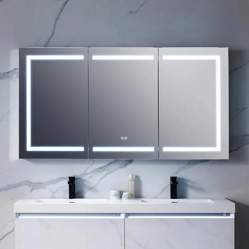 Miniatura 16 de Blossom Rigel - Botiquín de 20 x 26 pulgadas con espejo LED empotrado o superficie con luces, gabinete de baño con bisagra derecha, desempañador