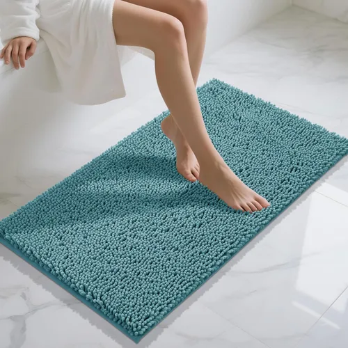 Miniatura 79 de Yimobra Alfombras lavables para baño, alfombra de baño de chenilla súper suave y absorbente para piso y alfombra, alfombra antideslizante de secado