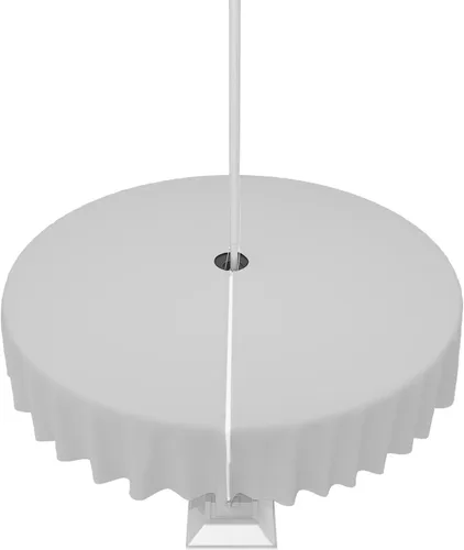 Miniatura 99 de QueenKer Mantel de exterior verde oliva con agujero para sombrilla y cremallera, mantel de color sólido para mesas cuadradas, colección de mesa