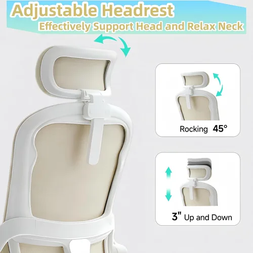 Miniatura 7 de Silla de oficina ergonómica, sillas de escritorio cómodas de 350 libras con reposacabezas ajustable y soporte de espalda lumbar, sillas