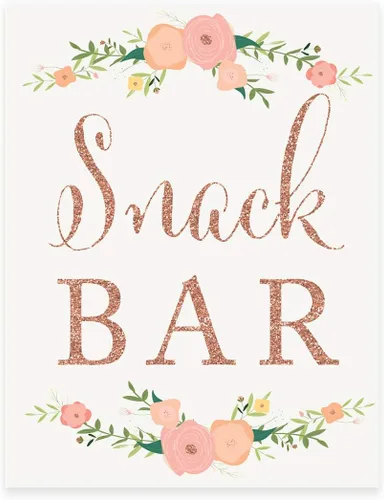 Miniatura 16 de Andaz Press Letreros de fiesta de boda, purpurina de oro rosa sintético con flores, 8.5 x 11 pulgadas, resalta tu versículo bíblico favorito