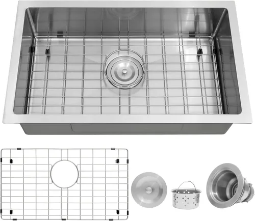 MILOSEN Fregadero de cocina para autocaravana de 25 x 15 pulgadas, fregaderos de cocina de acero inoxidable bajo encimera de un solo tazón,