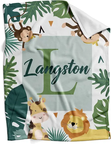 Miniatura 11 de Mantas de bebé personalizadas para niños, regalos personalizados para bebés con nombre, manta de forro polar suave y ligera (león bebé)