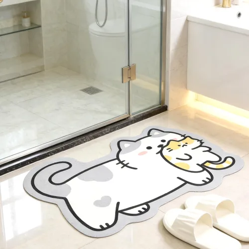 Miniatura 8 de Tapete de baño con bonitos animales, de secado rápido, antideslizante, súper absorbente, delgado, para el suelo del baño, frente a la bañera, fácil