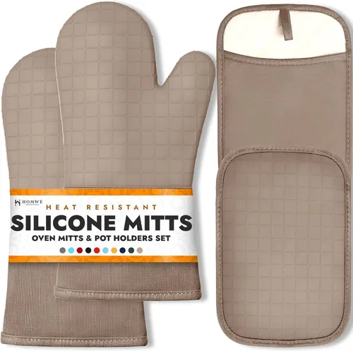 Miniatura 17 de Guantes de horno de silicona con forro de algodón acolchado – profesional resistente al calor olla de cocina soportes – 1 par 2-Turquesa