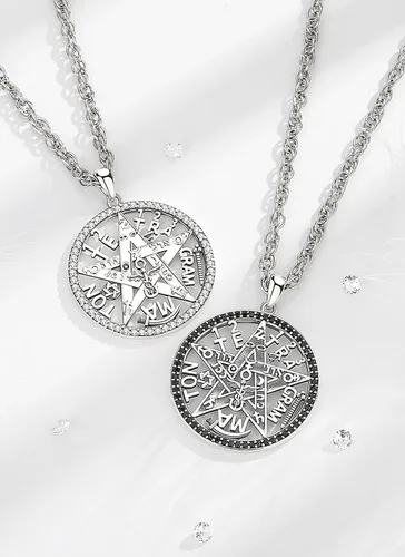 Miniatura 12 de CELESTIA Colgante de plata de ley 925, anillos de tetragrammaton, collar masónico, joyería de pentagrama para mujeres y hombres