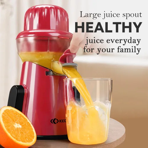 Miniatura 2 de KEOUKE Exprimidor manual de cítricos Torre Roja – Desmontable con almacenamiento de jugo, base de succión antideslizante, fácil de limpiar, incluye