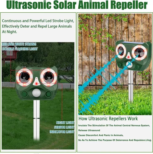Miniatura 3 de Repelente ultrasónico de animales, dispositivos repelentes de ciervos actualizados 2026, 5 modos, repelente de gatos, repelente de perros