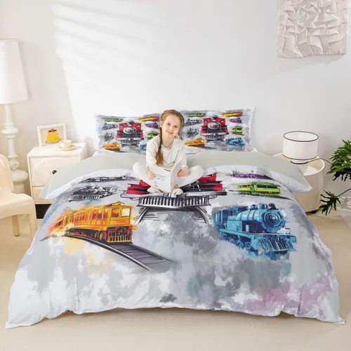 Miniatura 8 de Feelyou Race Car Duvet Cover Twin Size Boys Girls Speed Sports Car Bedding Set Breathable Soft Racing Comforter Cover 2Pcs Black White Checked