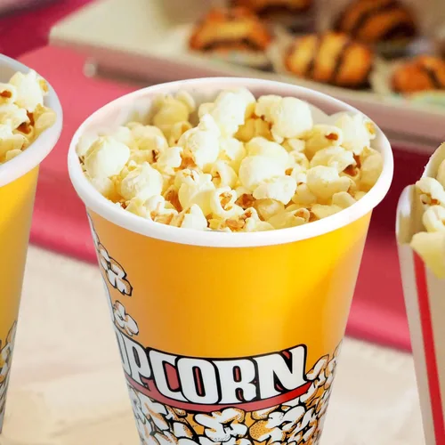 Miniatura 4 de Novelty Place Contenedores de plástico para palomitas de maíz de estilo retro para noche de películas, 7 pulgadas de alto x 4.5 pulgadas de diámetro