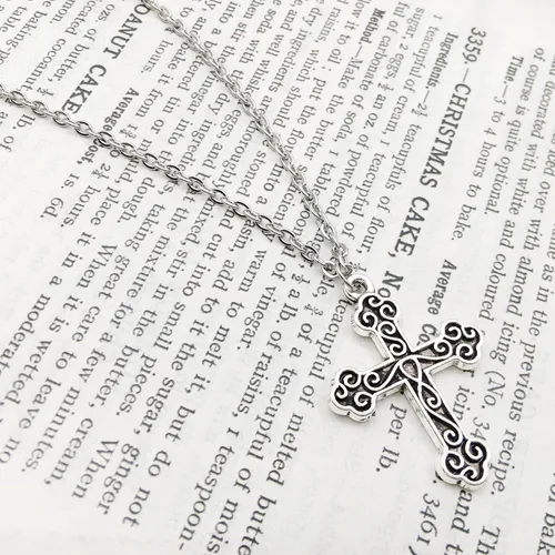 Miniatura 3 de WOCRAFT - 120 piezas de dijes de cruz de plata antigua para la fabricación de joyas, dijes de cruz de aleación para manualidades DIY (SN024)