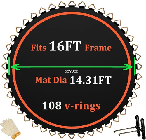 Miniatura 2 de Tapete de repuesto para cama elástica: se adapta a marcos de 16 pies con 108 anillos, se adapta a resortes de 6.5 a 7.0 pulgadas, diámetro