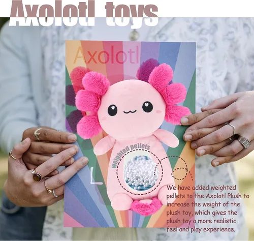 Miniatura 6 de Lindos animales de peluche de ajolote rosa, almohada de peluche suave kawaii, juguete de peluche de ajolote, regalos para decoración de niñas