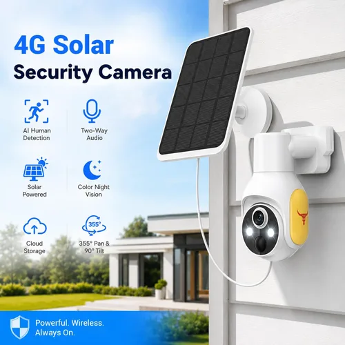 Miniatura 2 de Cámara de seguridad FameVibe 1080p inalámbrica con panel solar, detección inteligente de humanos con IA, audio de 2 vías, visión nocturna a