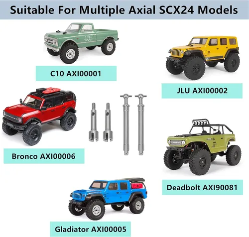 Miniatura 2 de MORLORDY Juego de 2 piezas RC de acero inoxidable para eje de transmisión delantera CVD para 1/24 RC Crawler Car SCX24 actualizaciones AXI90081
