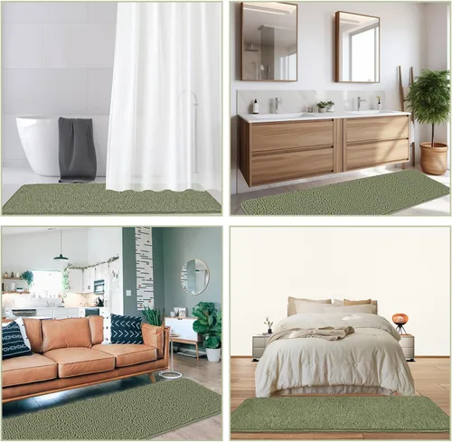 Miniatura 168 de Alfombra de baño pequeña de 12 x 18 pulgadas, lavable y absorbente, antideslizante, alfombra de baño de felpilla gruesa y suave para baño, ducha