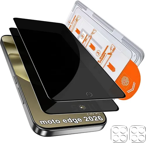 for Motorola Moto Edge 2026 Privacy Screen Protector with Camera Lens Protector, 9H Hardness Anti-Scratch Tempered Glass flim, Auto-
