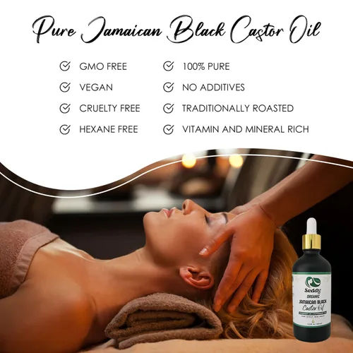 Miniatura 6 de Seddy Aceite de ricino negro jamaicano orgánico con romero y menta – Aceite de tratamiento para el crecimiento del cabello y el cuero cabelludo