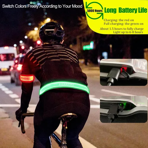 Miniatura 6 de RGB 7 Colors Switchable LED Armband, USB-C Rechargeable, 360° Reflective Running Light for Runners, High Visibility Reflective Running Gear for