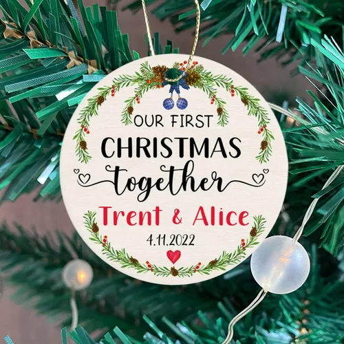 Miniatura 4 de Adorno de decoración de pareja juntos Navidad 2025, Adorno personalizado de nuestra primera Navidad juntos, regalo para citas, aniversario, pareja