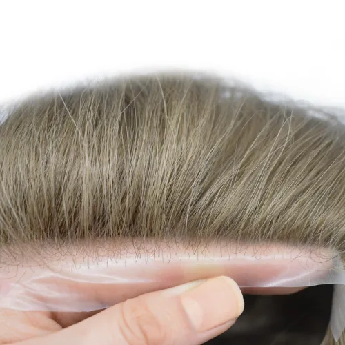 Miniatura 3 de Toupee - Sistemas de cabello humano para hombre, 0.002 in, piel ultrafina para hombre, tupé en V, polivinílico de poliuretano natural, piezas