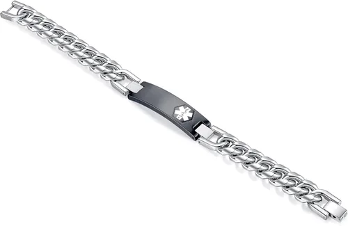 Miniatura 137 de Pulseras de identificación de alerta médica de 6.5 "-8.5" para mujeres, pulseras de emergencia médica de acero inoxidable, grabado gratuito