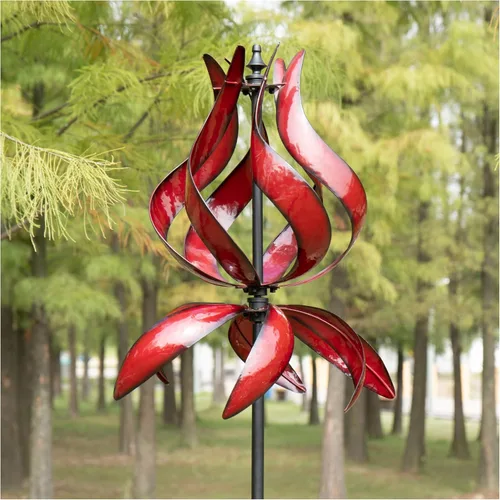Miniatura 7 de Molinillos de viento de tulipanes para exteriores, molinos de viento de metal grandes para patio jardín con estaca de tierra, molino de viento