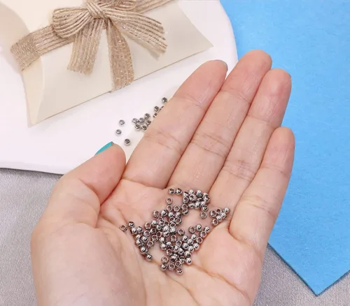 Miniatura 4 de Shapenty Cuentas espaciadoras redondas de acero inoxidable, sin costuras, lisas, sueltas, para manualidades, pulseras, collares, aretes, colgantes