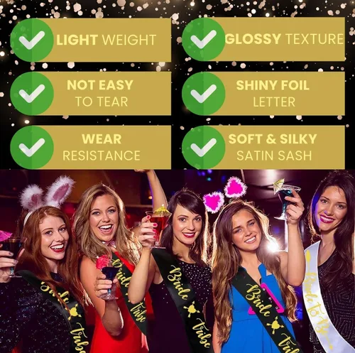 Miniatura 3 de Juego de decoraciones de despedida de soltera: 1 banda para novia y 7 bandas de tribu de novia, decoraciones de despedida de soltera, recuerdos