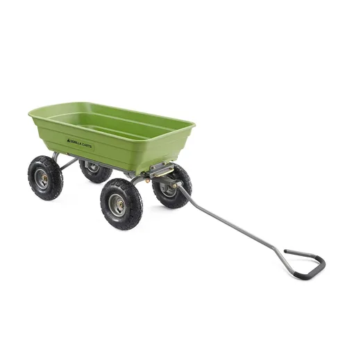 Miniatura 6 de Gorilla Carts Poly Garden Carro Volquete, Contenedor de 4 Pies Cúbicos, Capacidad de Transporte de 600 Libras, Verde – Vagón Utilitario de Servicio