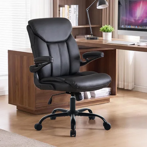 Miniatura 10 de Silla ergonómica de escritorio para oficina en casa, silla ejecutiva de tela cómoda con reposabrazos abatibles, silla de computadora de altura Gris