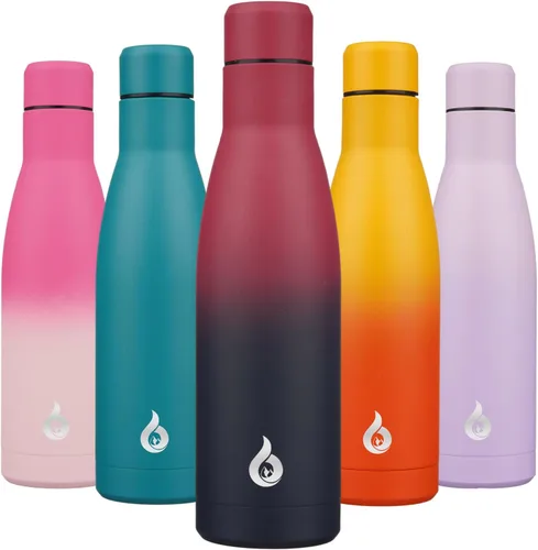 Miniatura 90 de BJPKPK Botella de Agua Aislada 17oz Botellas de Agua de Acero Inoxidable Apta para Lavavajillas Metal Térmica Mantiene Frío y Caliente, Gris Niebla
