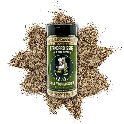 Grill Your As* Off Edición Estándar de Sal y Pimienta – Mezcla Gourmet de 11.5oz para Carne, Aves de Corral, Mariscos, Pasta y Verduras – Ideal para