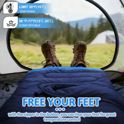 Miniatura 7 de Oaskys - Saco de dormir para acampar, para 3 estaciones, clima cálido y fresco, verano, primavera, otoño, ligero, resistente al agua, para adultos