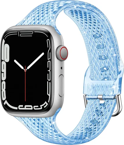 Miniatura 6 de Glitter Diamond Jelly Clear Sport Band Compatible with Apple Watch 45mm 44mm 42mm 41mm 40mm 38mm, iWatch SE2 SE Series 8/7/6/5/4/3/2/1,Waterproof