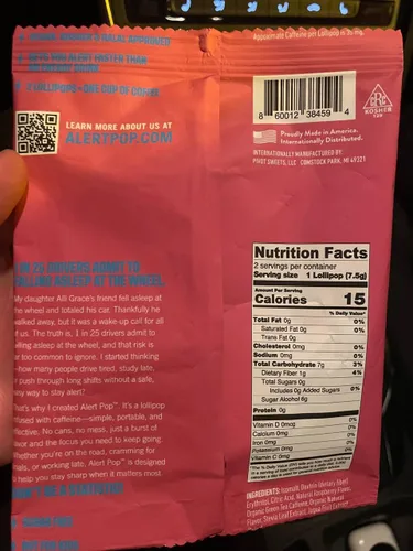 Miniatura 3 de Alertpop - Paletas de cafeína natural, caramelo sin azúcar de frambuesa azul con cafeína natural, sin derretimiento, sin derrames, para llevar, sin
