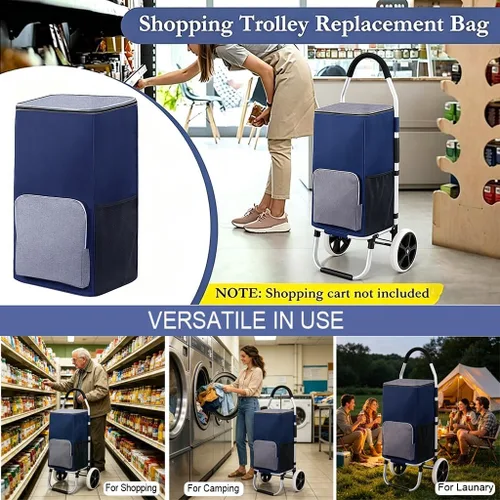 Miniatura 3 de Bolsa de carrito de compras, bolsa de repuesto para carretilla, capa interior de película de aluminio plateado, bolsa de almacenamiento impermeable