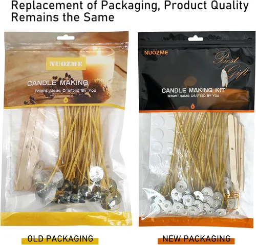 Miniatura 8 de 50 mechas naturales para velas de 6 pulgadas, preenceradas con cera de abeja 100% y pestañas con 60 calcomanías de mecha de vela y 5 dispositivos