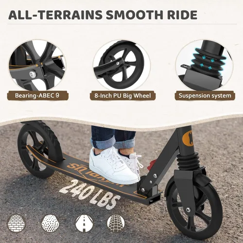 Miniatura 4 de WAYPLUS KS1 Kick Scooter para mayores de 6 años, niños, adolescentes y adultos. Carga máxima de 240 libras. Plegable, ligero, ruedas grandes de 8